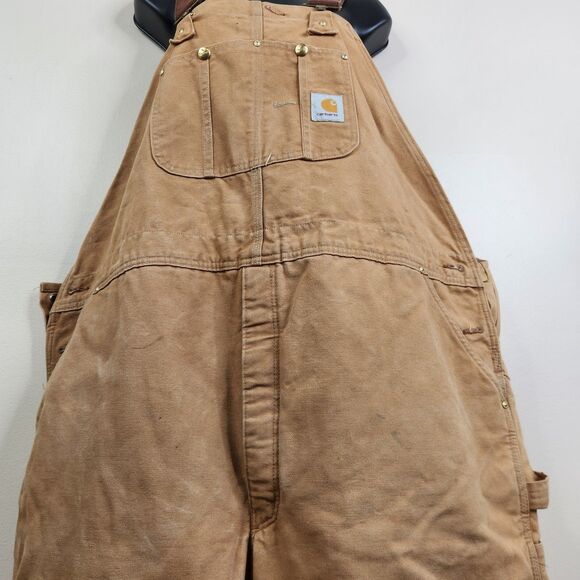 Carhartt Mens Vintage 2003 Quilted Lined Zip Leg Coveralls Work Bib 50x30 - Picture 4 of 12